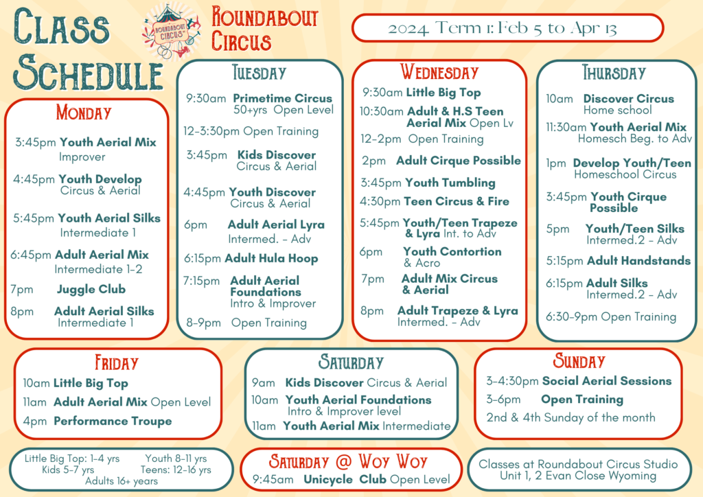 Timetable Roundabout Circus